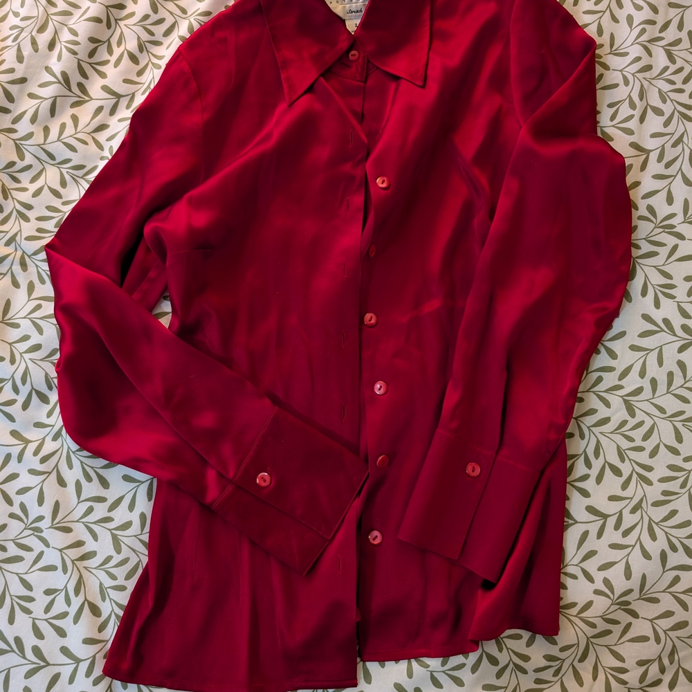 Elegant Red Button-Up Blouse